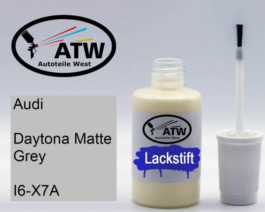 Audi, Daytona Matte Grey, I6-X7A: 20ml Lackstift, von ATW Autoteile West.